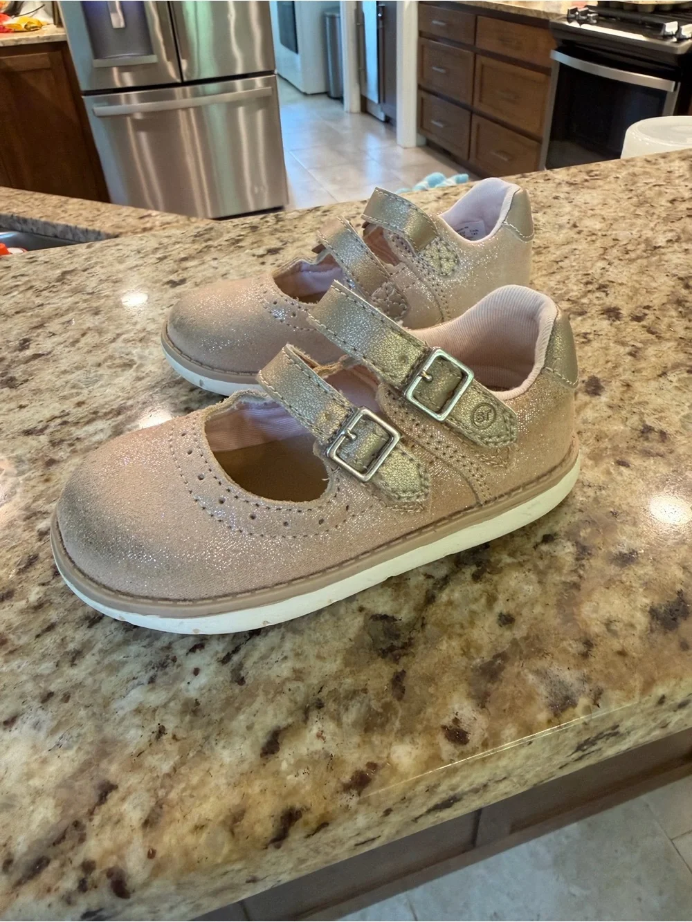 Stride Rite Cordaline Toddler Girls Leather Mary Jane Shoes Pink Glitter Size 7M
